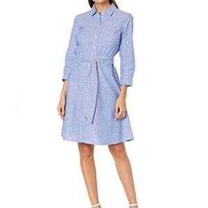 Tommy Hilfiger Blue Tie Waist Striped Shirt Dress Size 8